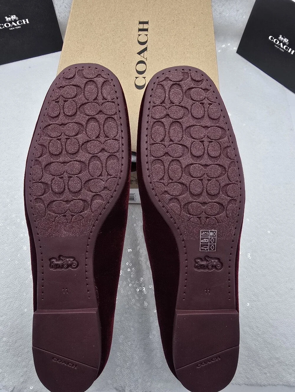 Coach C Rivet Velvet Burgendy Mary Jane Buckle Strap Women's sz 11